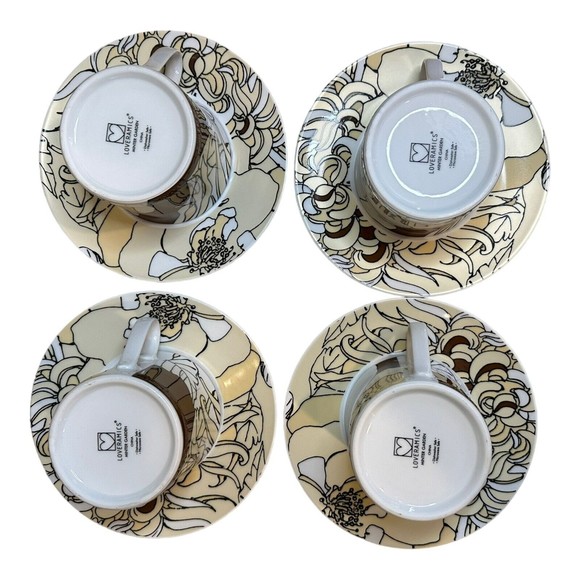 (4) FOUR Piece LOVERAMICS MINTER GARDEN Tea Cup Saucer Set Pattern Lynn's China - Picture 3 of 14